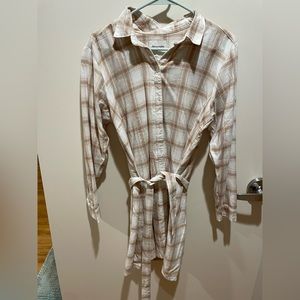 Tan and cream flannel dress